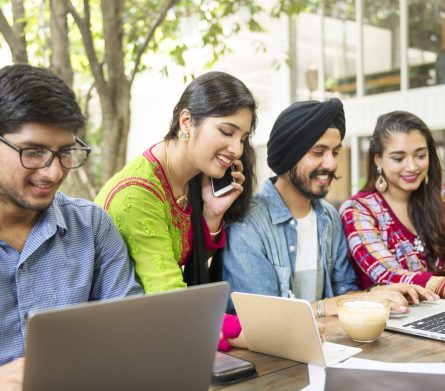 Indian Community Togetherness Technology Concept Indian Community Togetherness Technology Concept